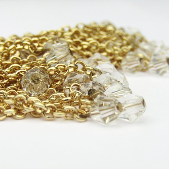 Stella & Ruby Gold Tone Rhinestone Tassel Necklace - Picture 6 of 7